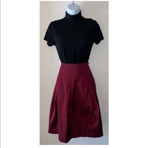 Burgundy A Line Skirt